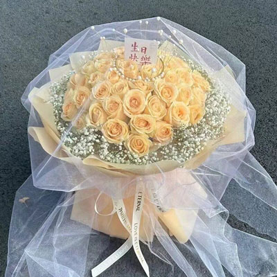 怀化52朵香槟玫瑰满天星，你就是我的全部