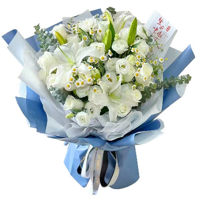 怀化11朵白玫瑰桔梗百合，爱永恒不息