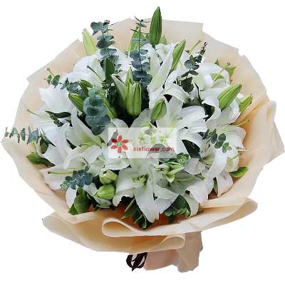 怀化9支白色多头百合，祝福你幸福